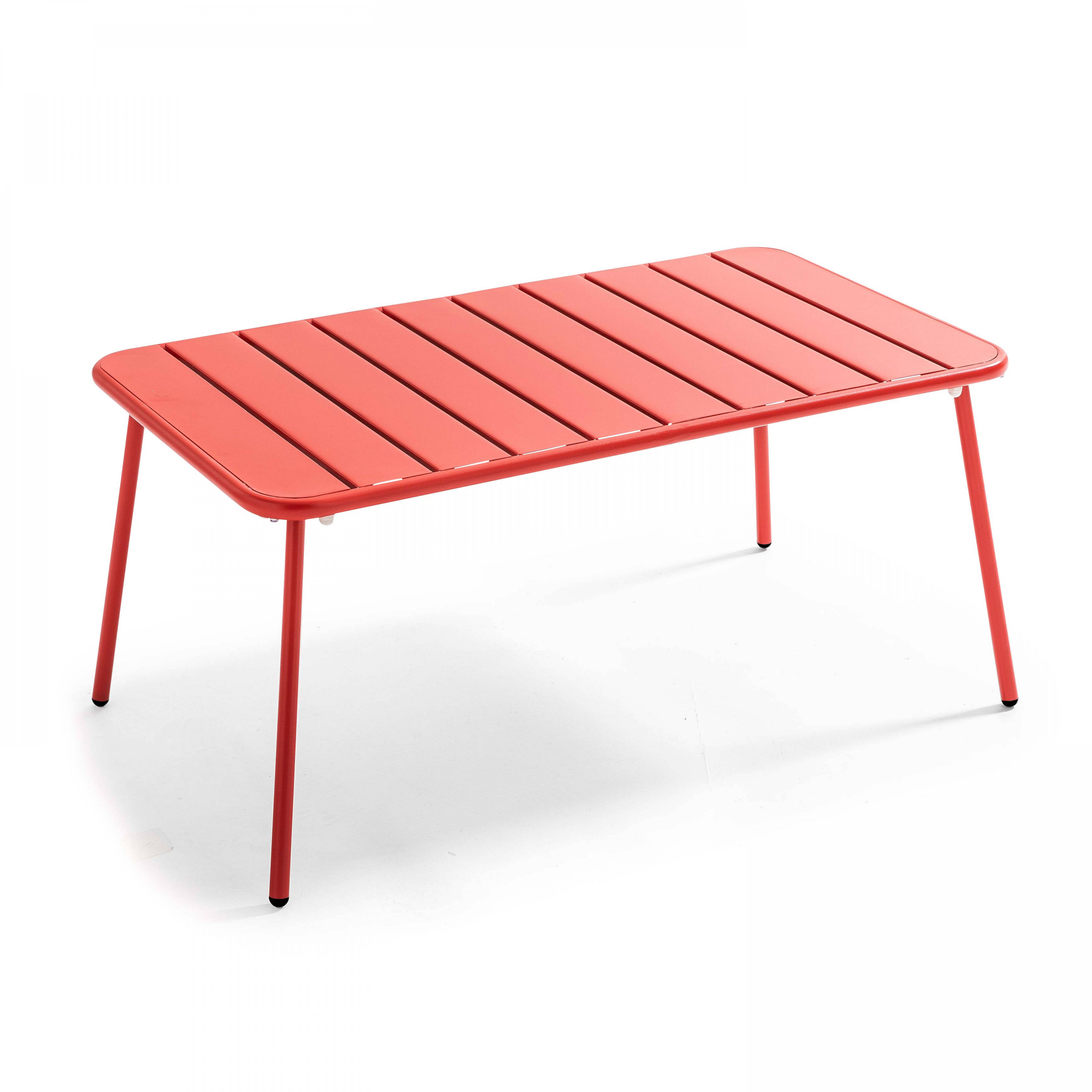 Oviala - Salon de jardin 4 places et 1 table basse en acier rouge Palavas - Oviala - Imagen 6