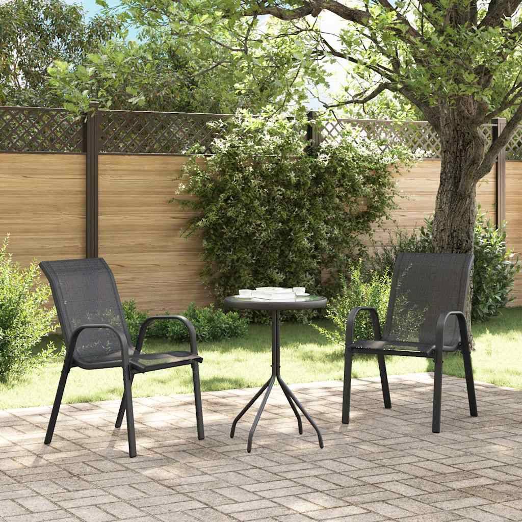 PANGIVO - Chaises empilables de jardin tissu textilène noir 55 x 65 x 89 cm - PANGIVO - Image 3