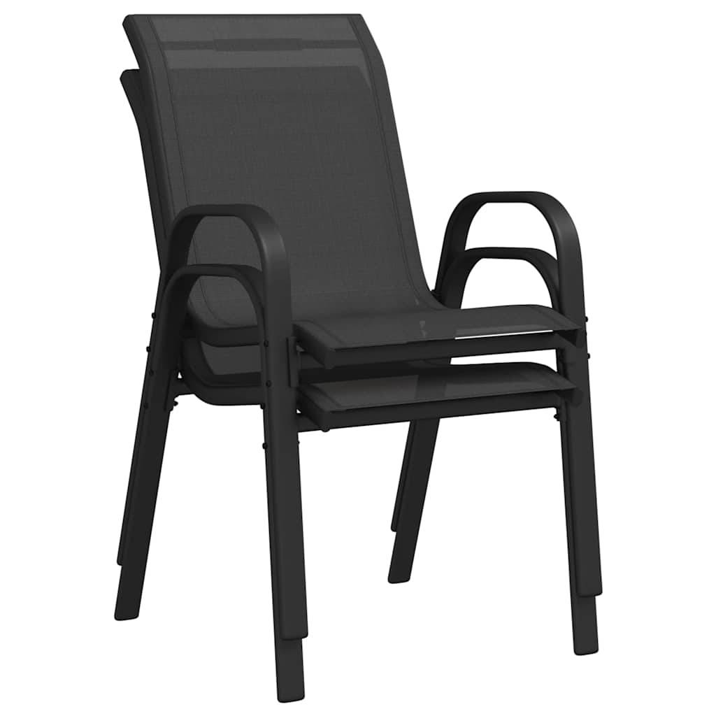 PANGIVO - Chaises empilables de jardin tissu textilène noir 55 x 65 x 89 cm - PANGIVO - Image 8