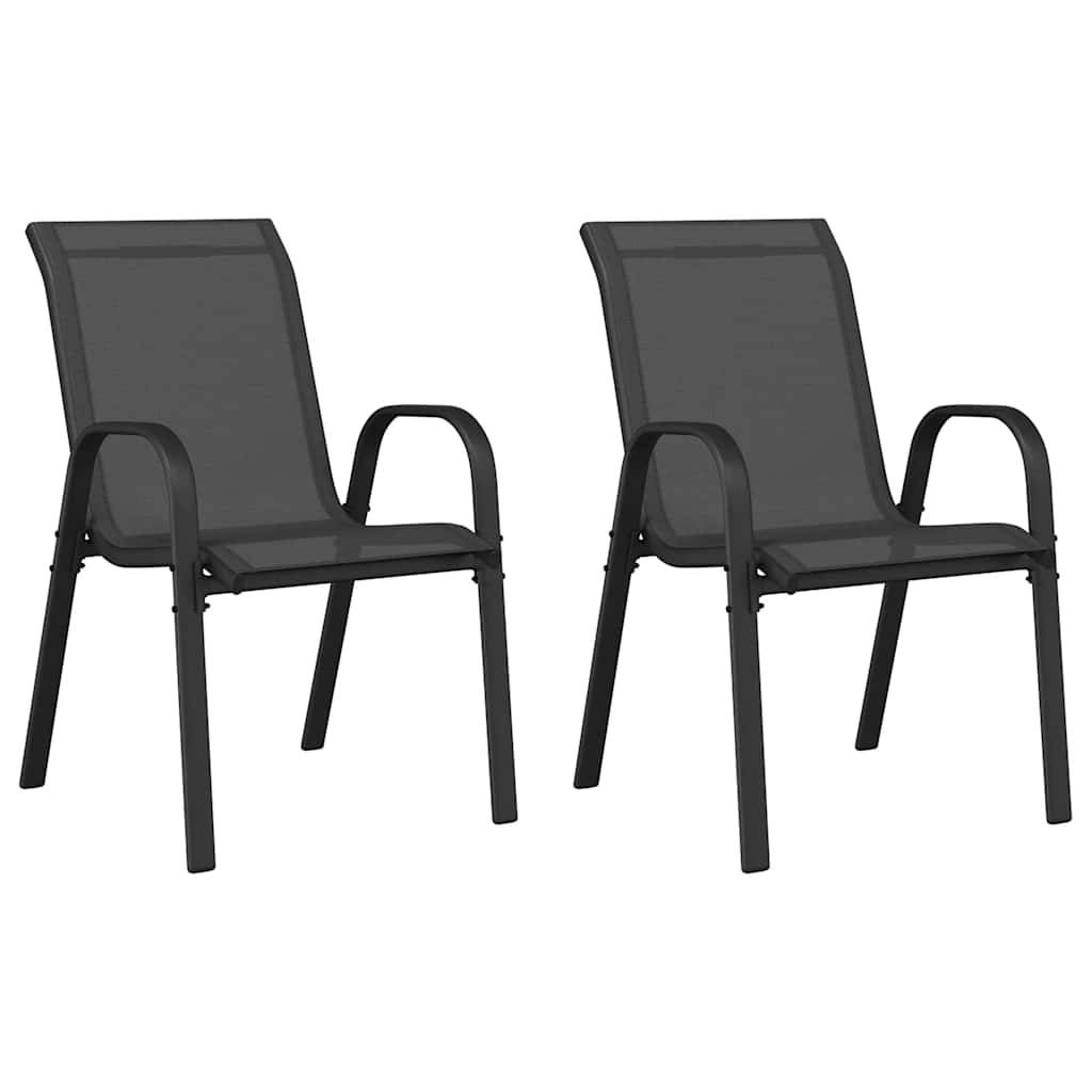 PANGIVO - Chaises empilables de jardin tissu textilène noir 55 x 65 x 89 cm - PANGIVO - Image 2