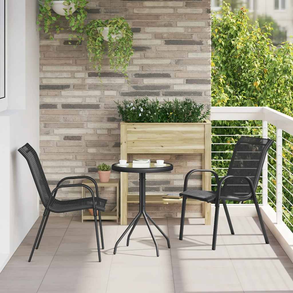 PANGIVO - Chaises empilables de jardin tissu textilène noir 55 x 65 x 89 cm - PANGIVO