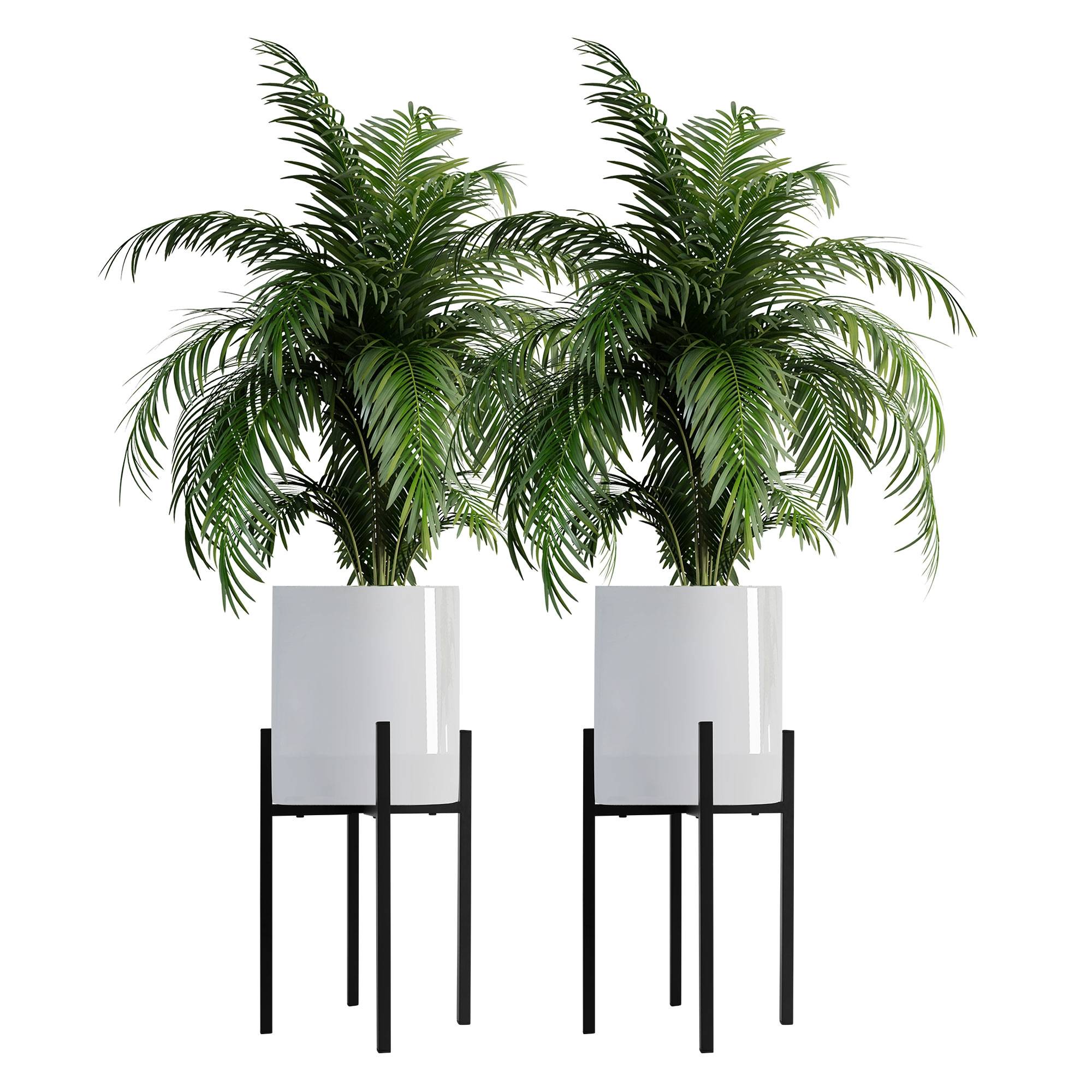2x Porte-fleurs noir réglable support plante métal pot à fleurs style intemporel - Image 1