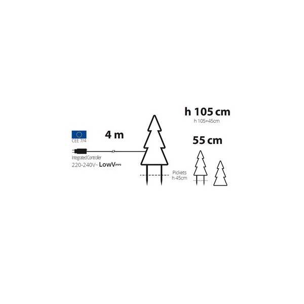 Lotti - Sapin lumineux 2D à planter H105cm 110 LED blanc chaud 8 jeux lumières IP44 SMART Connect 31V Lotti - Imagen 2