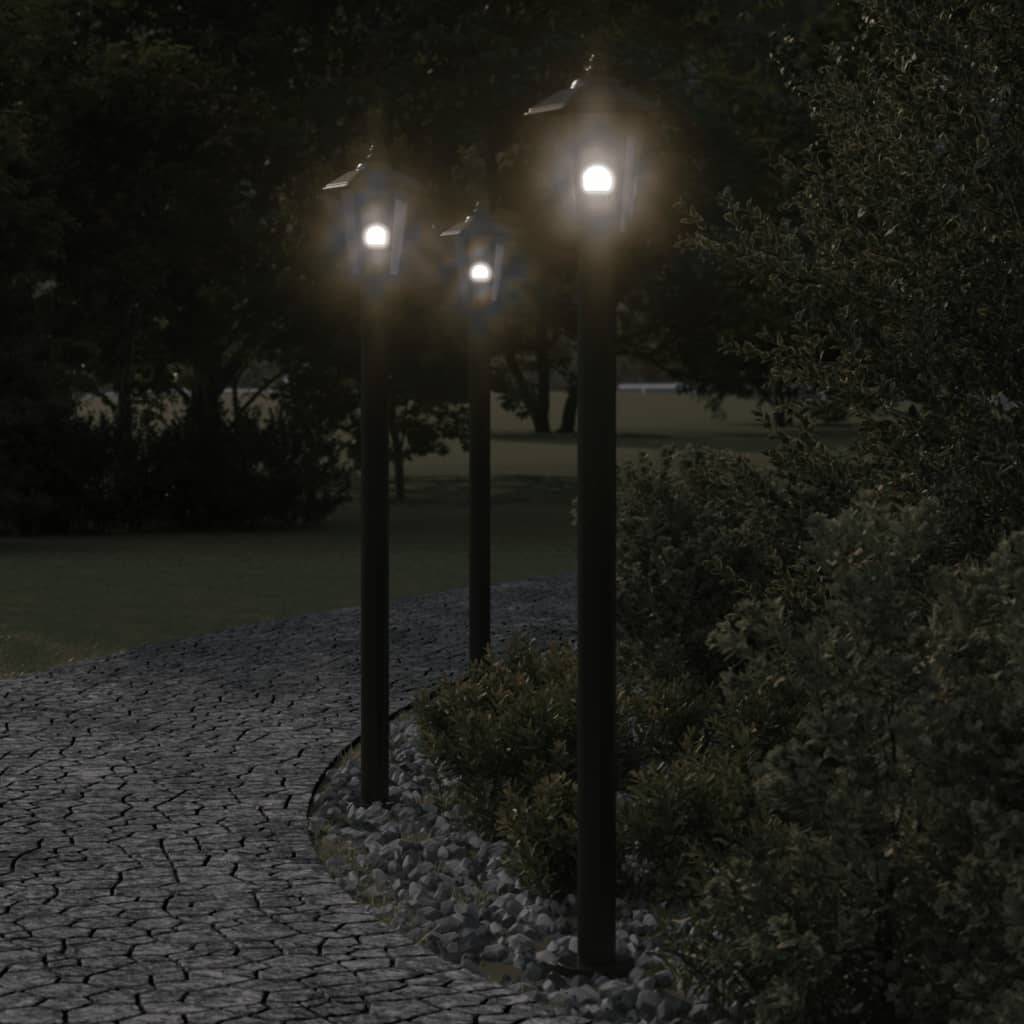 3 pcs Lampadaires de jardin - Lampadaires d'extérieur noir 120 cm acier inoxydable MP525 - Image 2