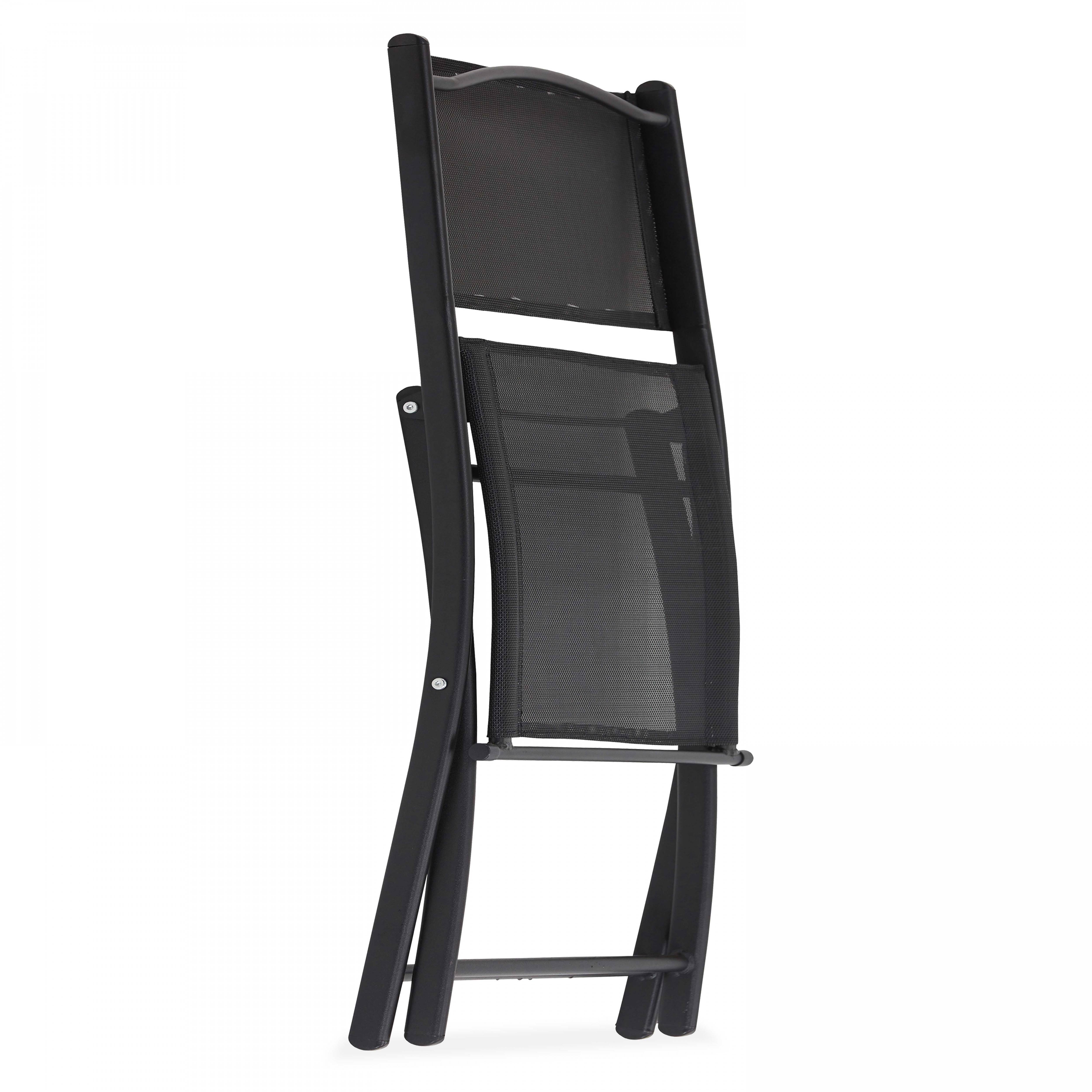 Oviala - Table de jardin et 4 chaises pliantes en acier et verre noir Calvi - Oviala - Imagen 6