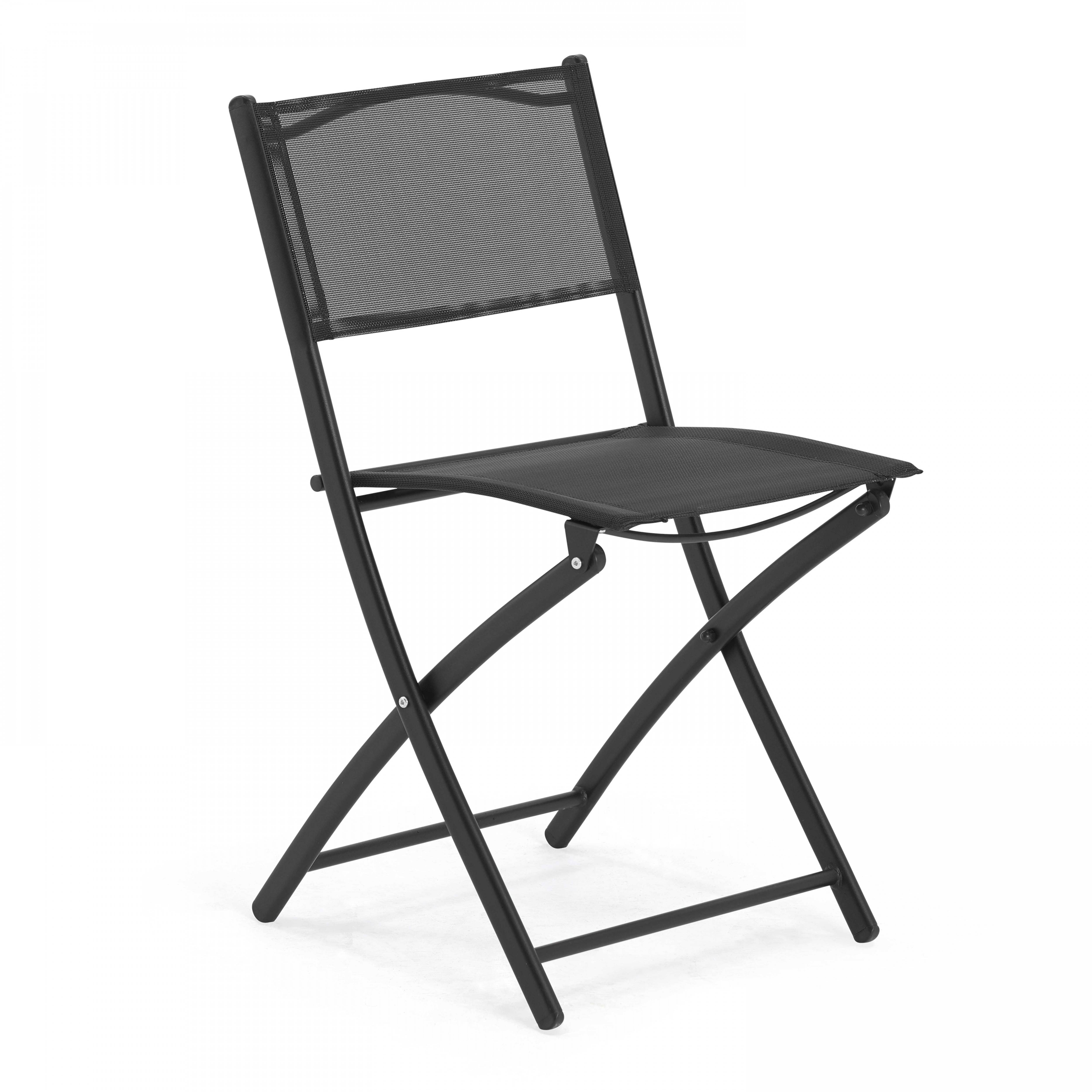 Oviala - Table de jardin et 4 chaises pliantes en acier et verre noir Calvi - Oviala - Imagen 5