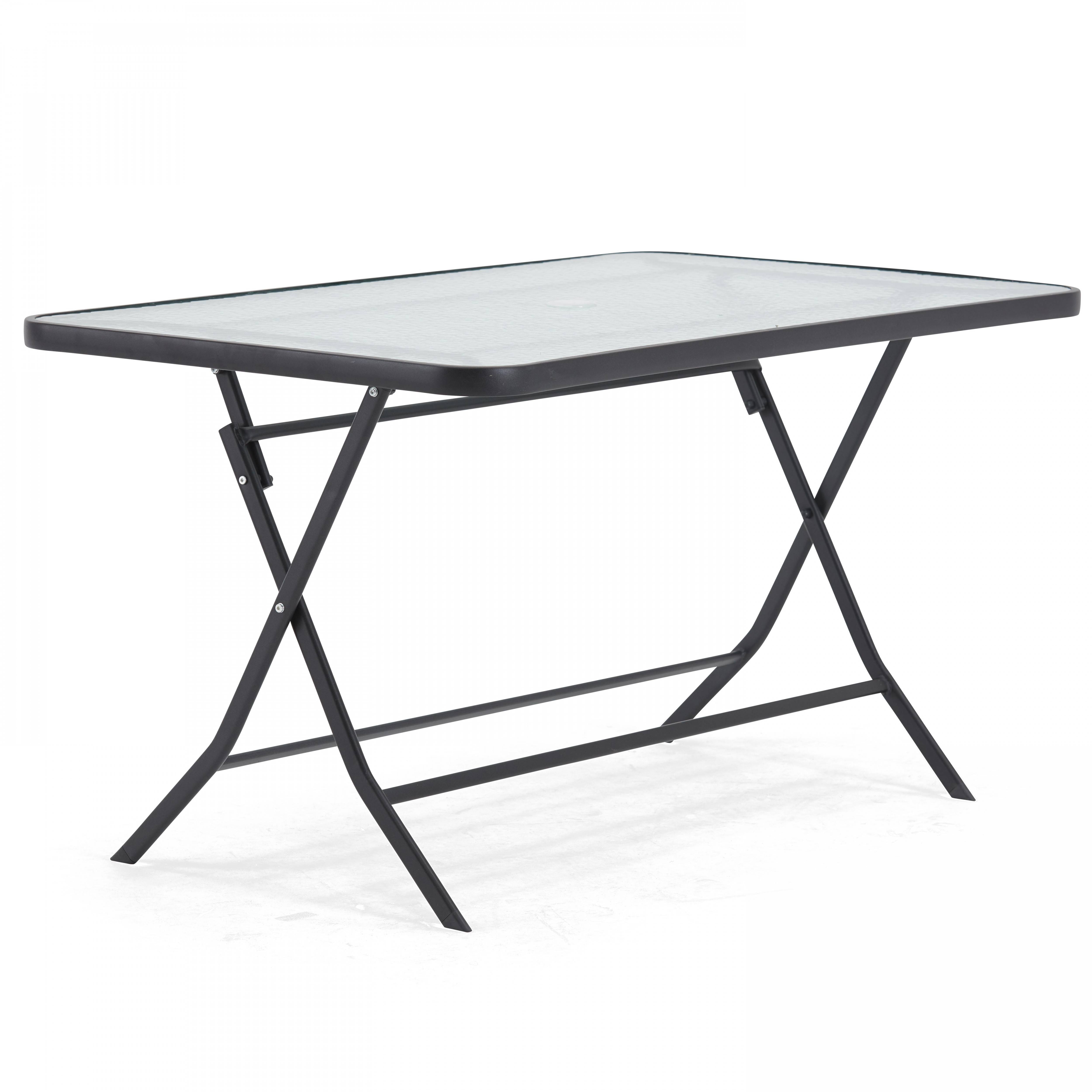Oviala - Table de jardin et 4 chaises pliantes en acier et verre noir Calvi - Oviala - Imagen 3