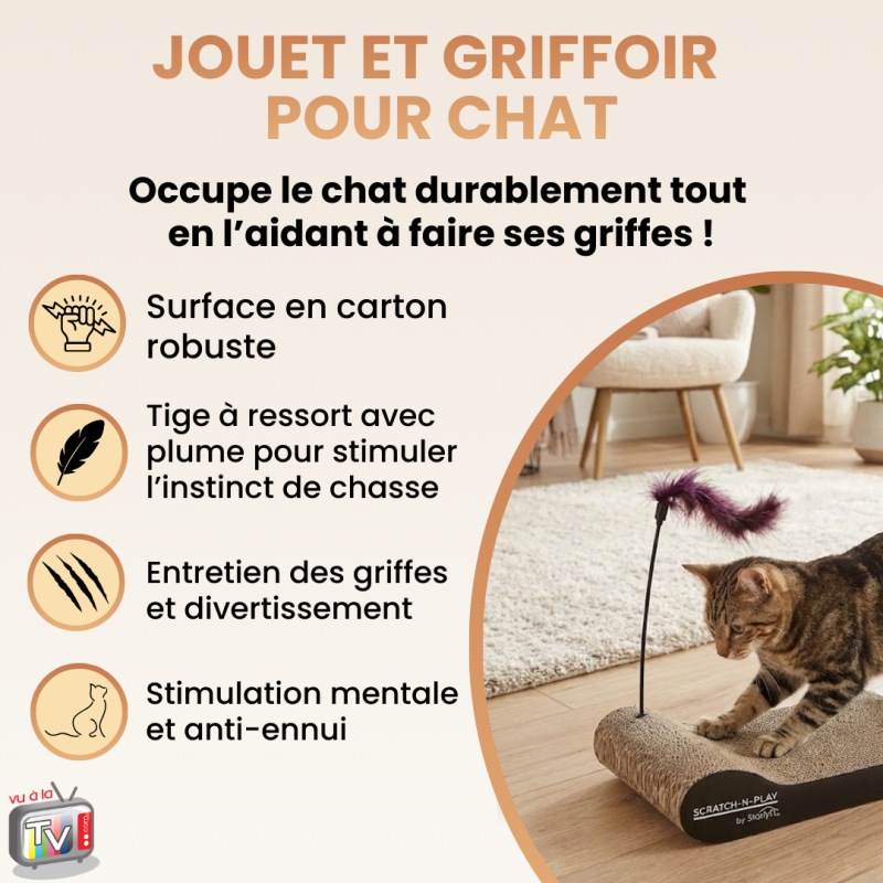 Jouet Chat Interactif | Jouet pour Chat | Griffoir pour Chat en Carton | Accessoire Stimulation Comportement Félin- VENTEO - Image 2