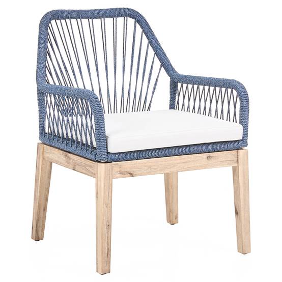 Set de salle à manger, 6 Personnes Acacia Bleu marine OLBIA - Beliani - Image 5