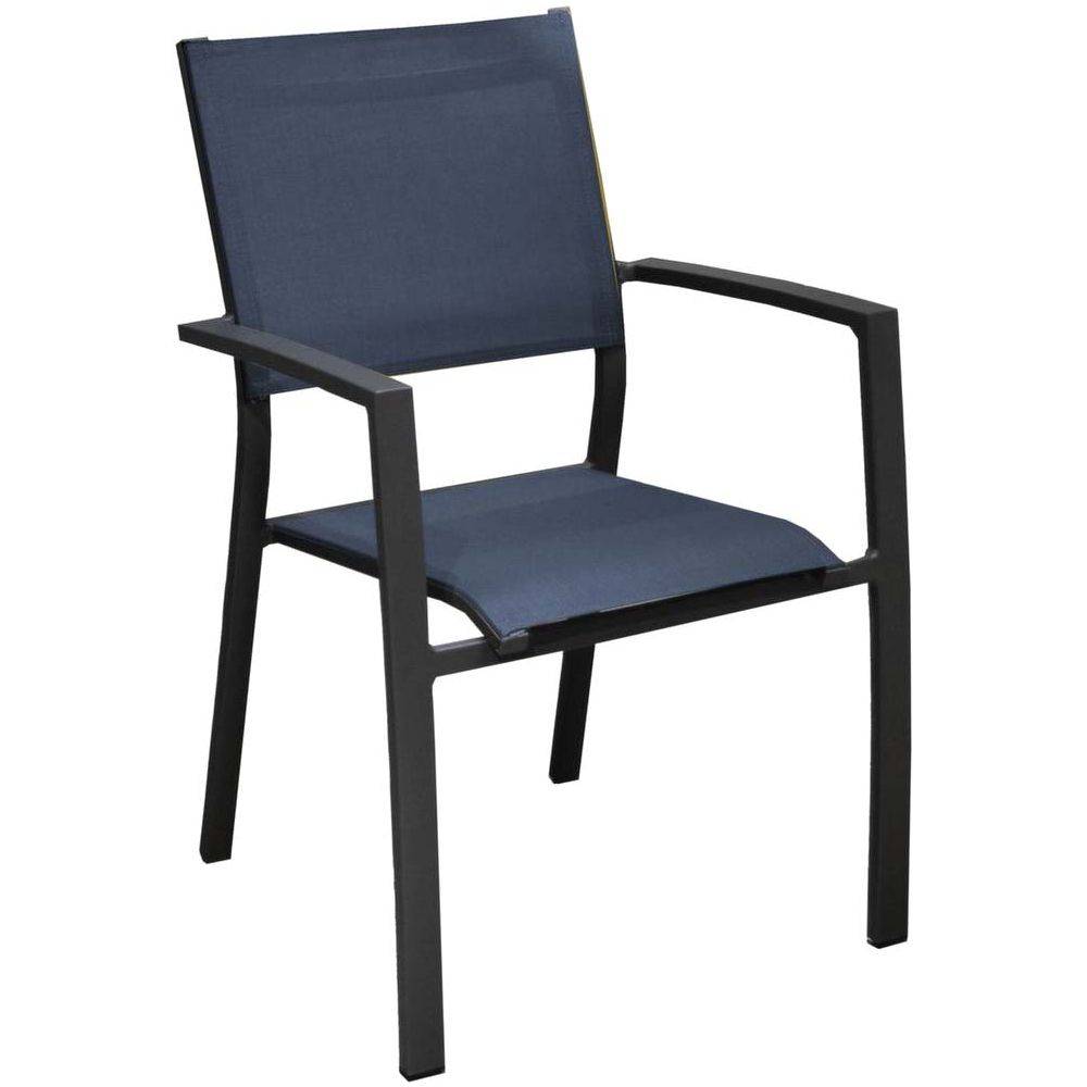 Proloisirs - Fauteuils de jardin aluminium et toile Games (Lot de 6) Graphite, bleu - Imagen 3