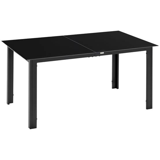 Table de jardin 6 personnes aluminium verre repas extérieur entretien facile noir - ComfortXL Outdoor Living - Image 1