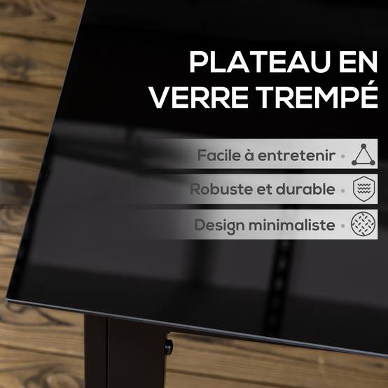 Table de jardin 6 personnes aluminium verre repas extérieur entretien facile noir - ComfortXL Outdoor Living - Image 6