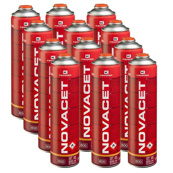 Pack de 12 Cartouches de gaz 330gr NOVACET Butane propane mix 600ml Valve 7/16 KEMPER - Imagen 1