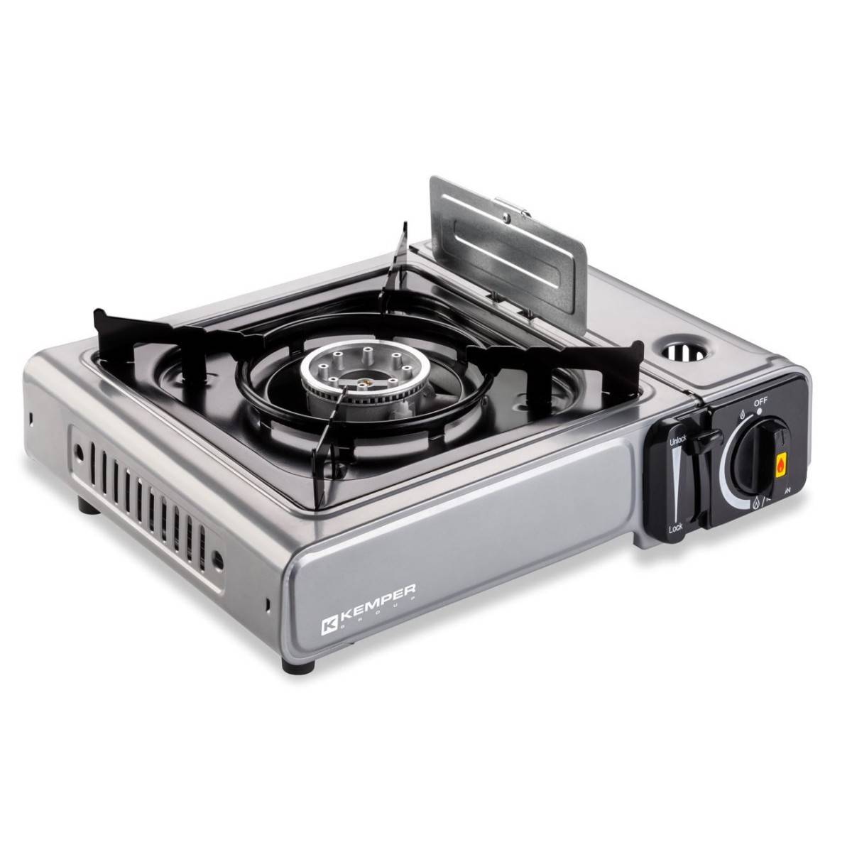 Réchaud à gaz 2200W INOX + 4 cartouches de gaz Double système de sécurité Puissance réglable KEMPER - Imagen 3