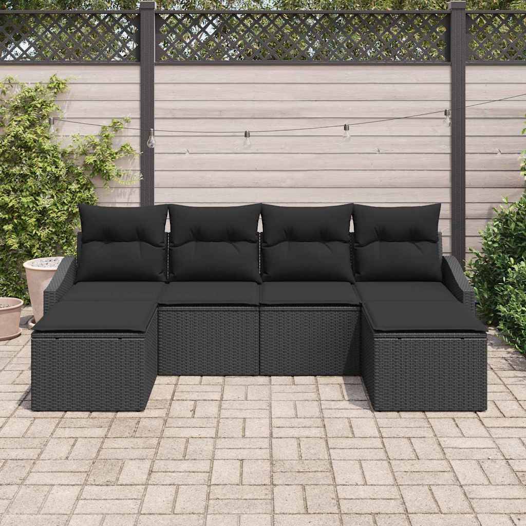 Vidaxl - Ensemble de salle à manger pour jardin avec coussin 6 pcs Noir vidaXL 3355502 - Image 4