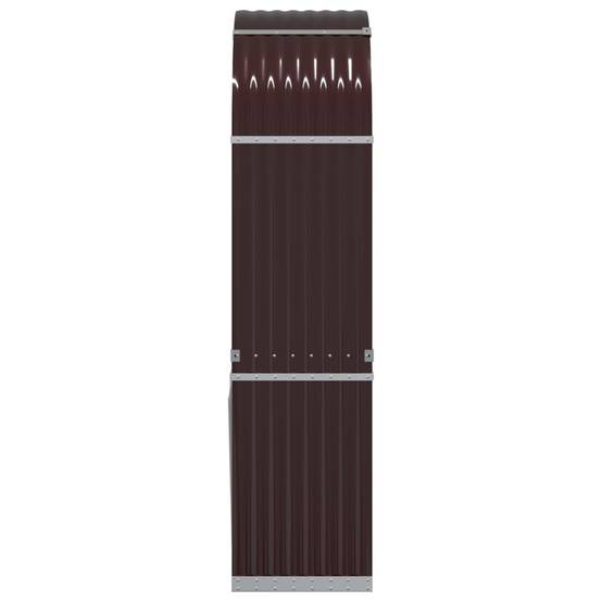 Range-bûches Mural Acier Galvanisé Rangement Extérieur Stable 80x45x190cm Marron - ComfortXL Outdoor Living - Image 5