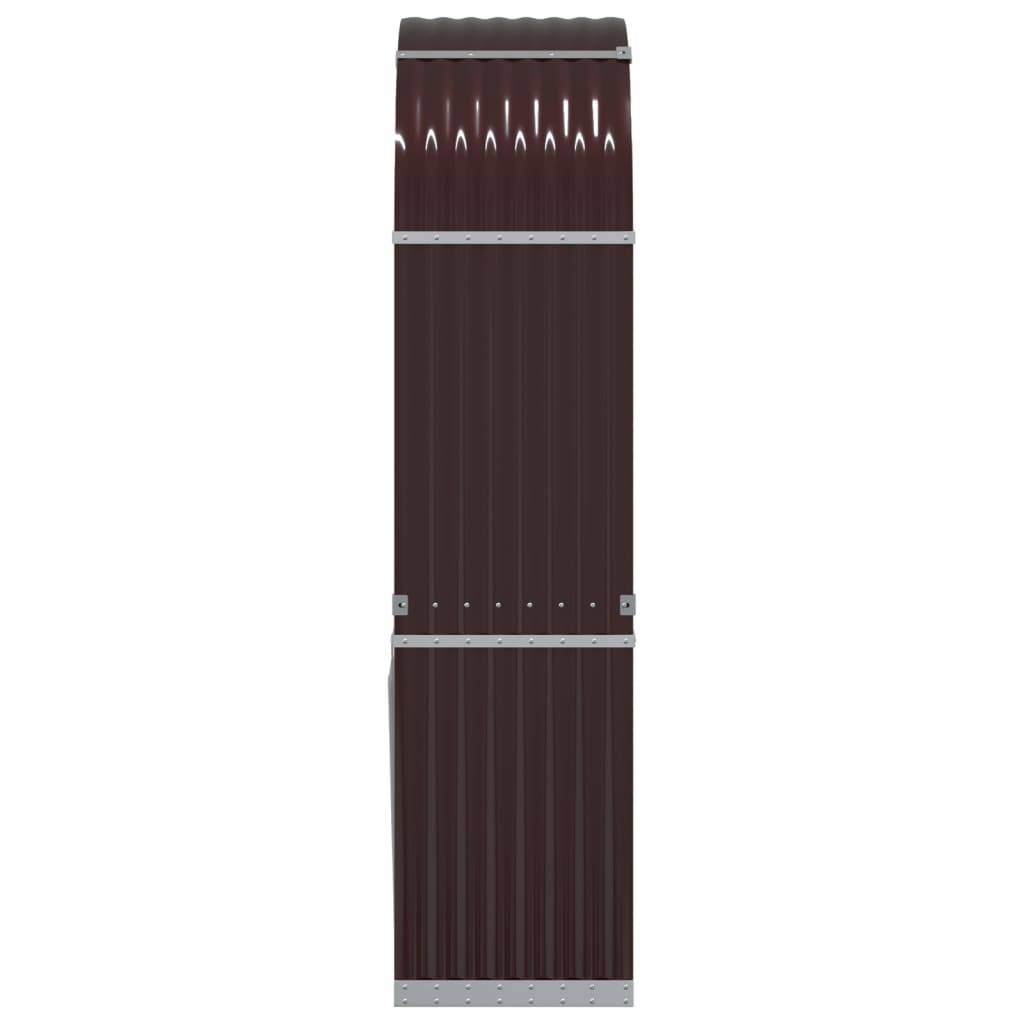 Range-bûches Mural Acier Galvanisé Rangement Extérieur Stable 80x45x190cm Marron - ComfortXL Outdoor Living - Image 5