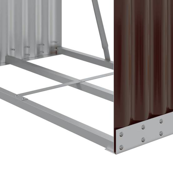 Range-bûches Mural Acier Galvanisé Rangement Extérieur Stable 80x45x190cm Marron - ComfortXL Outdoor Living - Image 7