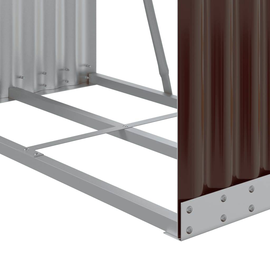 Range-bûches Mural Acier Galvanisé Rangement Extérieur Stable 80x45x190cm Marron - ComfortXL Outdoor Living - Image 7
