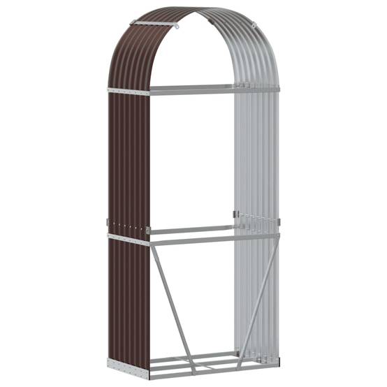 Range-bûches Mural Acier Galvanisé Rangement Extérieur Stable 80x45x190cm Marron - ComfortXL Outdoor Living - Image 6