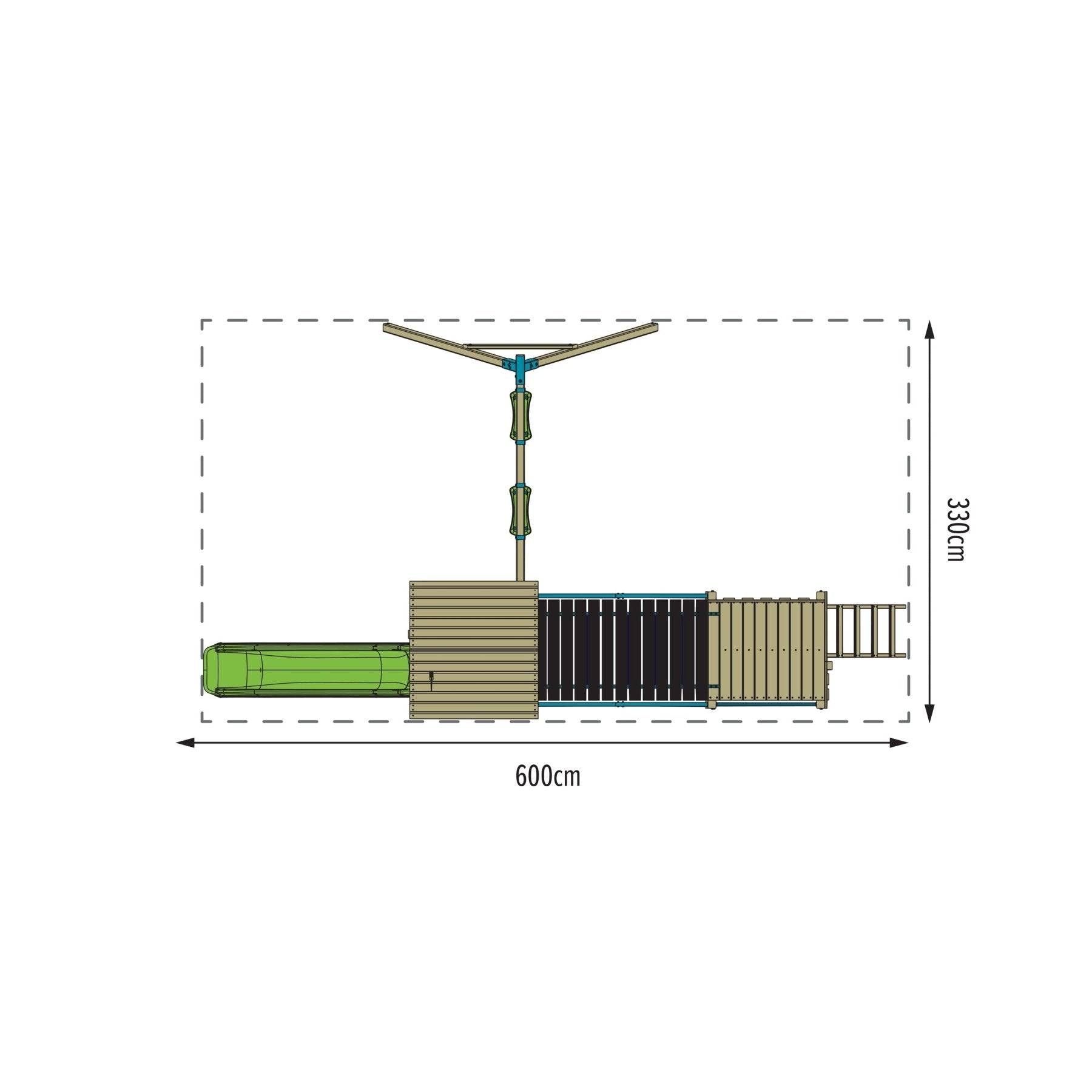 Tp Toys - AIre de jeux 2 balançoires, toboggan et pont suspendu - bois FSC® - H270 cm - BRUYÈRE SKYWOOD - Imagen 9