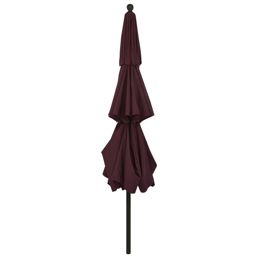 Helloshop26 - Parasol à 3 niveaux avec mât en aluminium 3,5 m bordeaux - Imagen 4