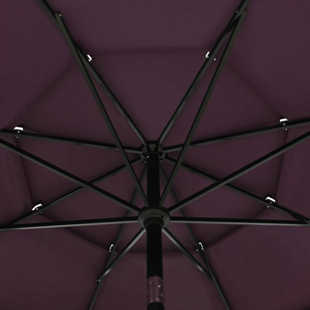 Helloshop26 - Parasol à 3 niveaux avec mât en aluminium 3,5 m bordeaux - Imagen 5