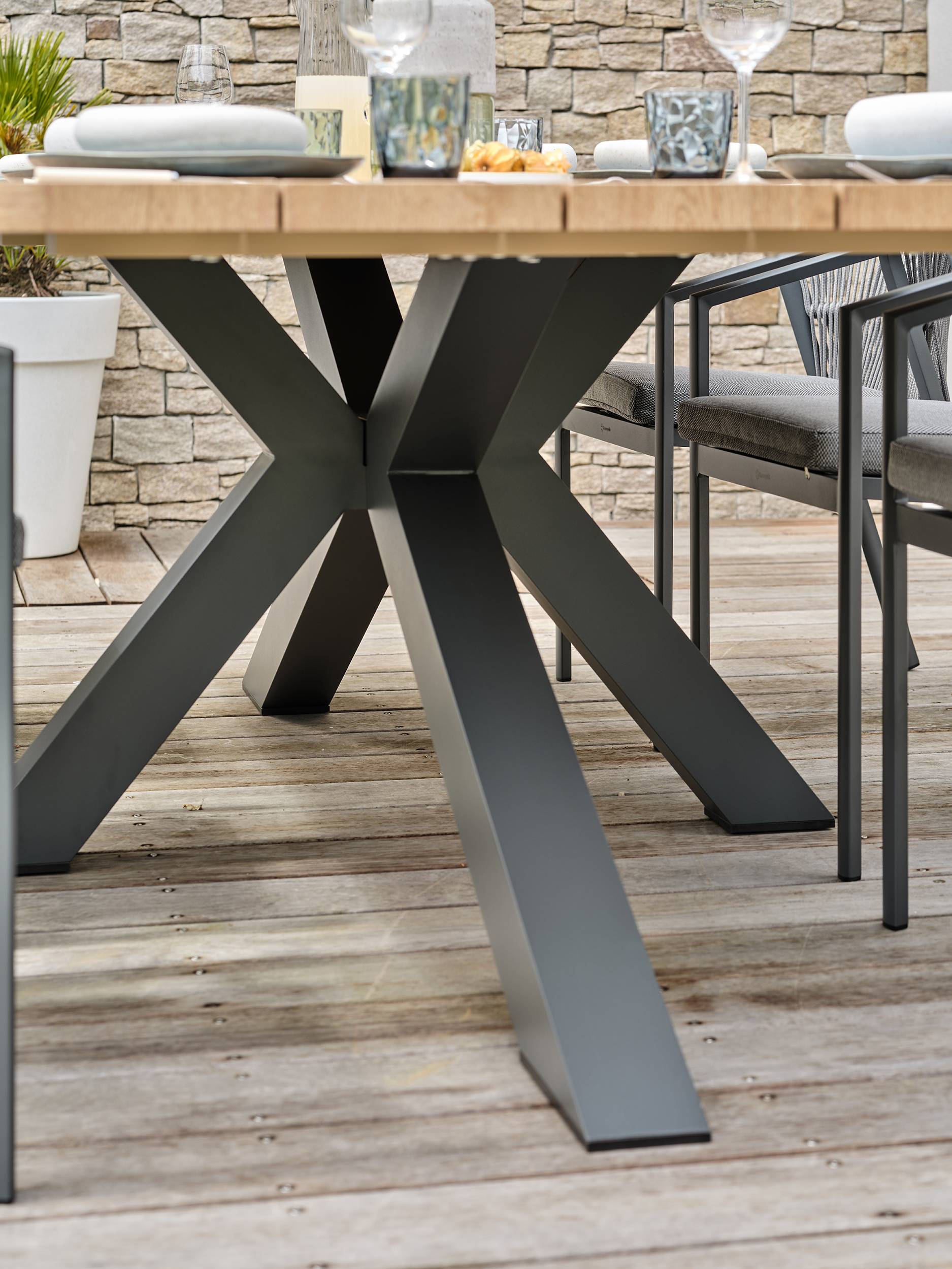 Ensemble repas de jardin KELIA 8 places - GRIS ANTHRACITE - REMARQUABLE - Image 4
