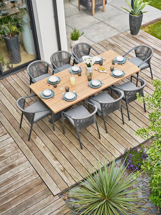 Ensemble repas de jardin KELIA 8 places - GRIS ANTHRACITE - REMARQUABLE - Image 2