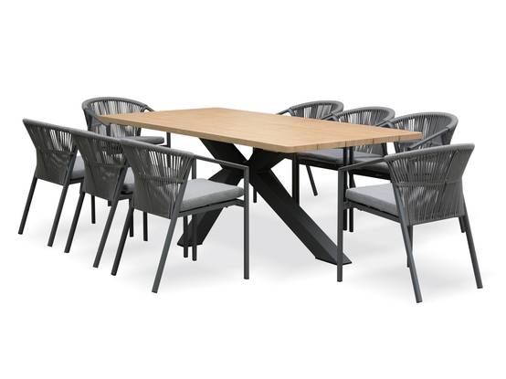 Ensemble repas de jardin KELIA 8 places - GRIS ANTHRACITE - REMARQUABLE - Image 1