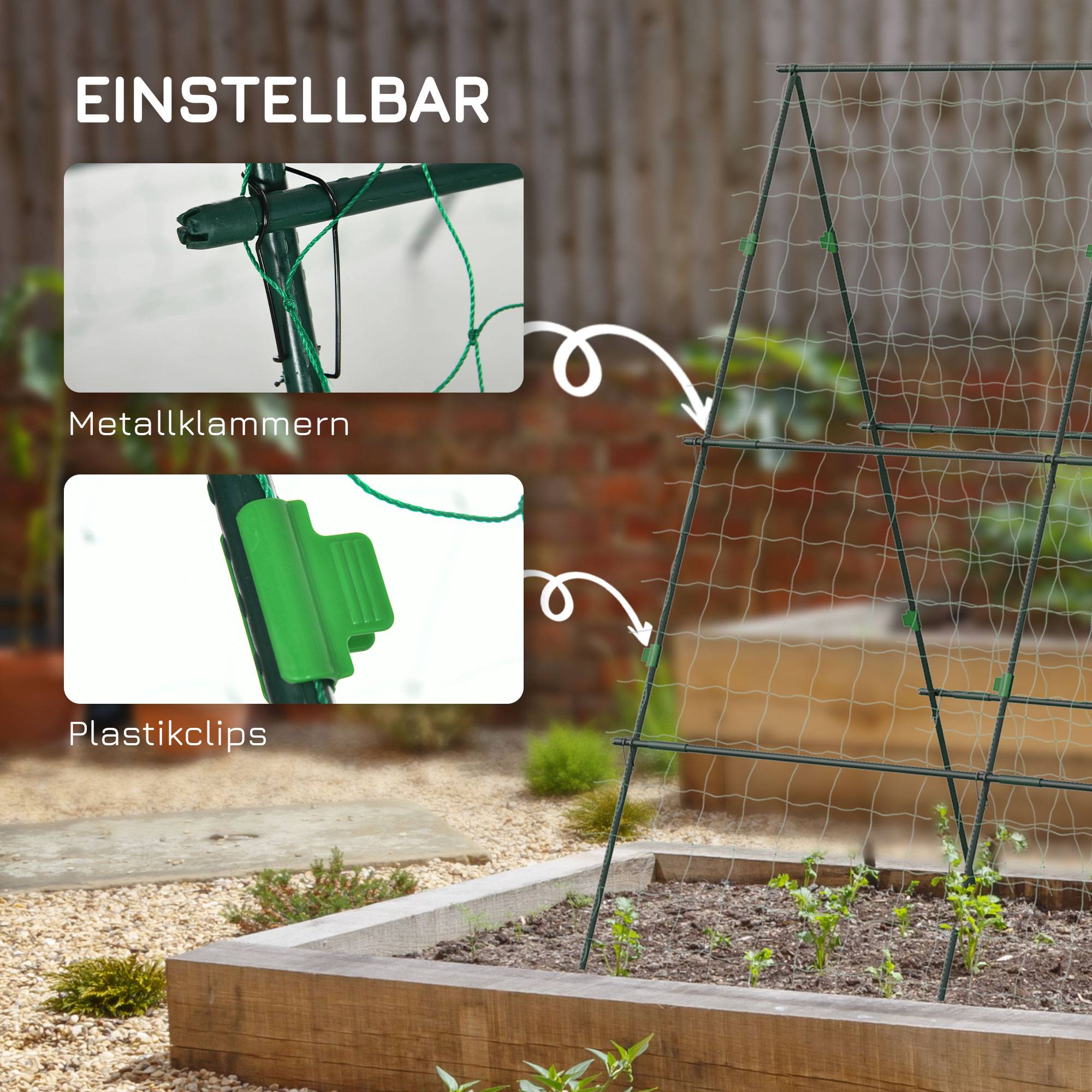 ComfortXL - Treillis de jardin acier et PE vert 180 x 100 x 180 cm réglable avec filet de protection pour plantes grimpantes - Image 5