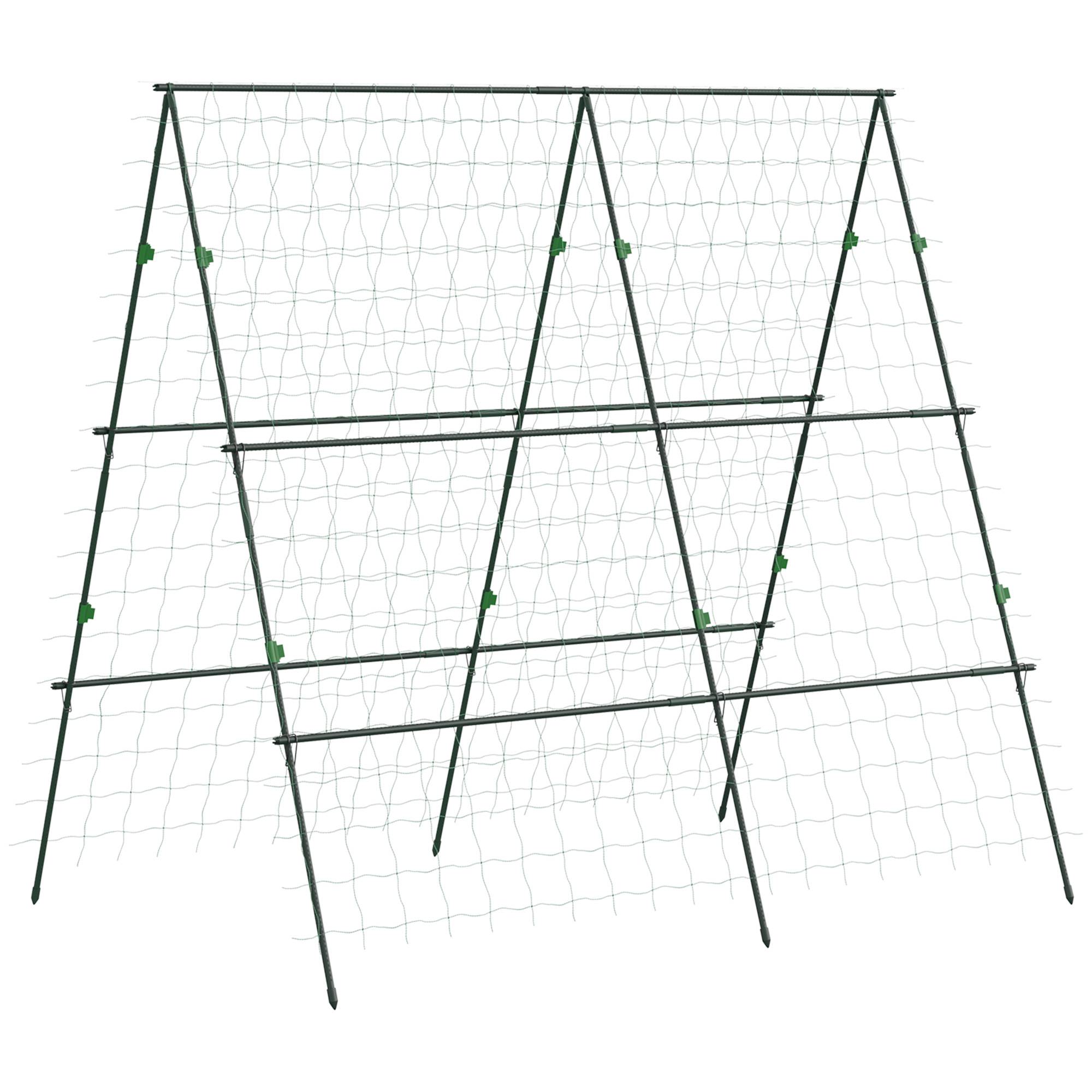 ComfortXL - Treillis de jardin acier et PE vert 180 x 100 x 180 cm réglable avec filet de protection pour plantes grimpantes - Image 2
