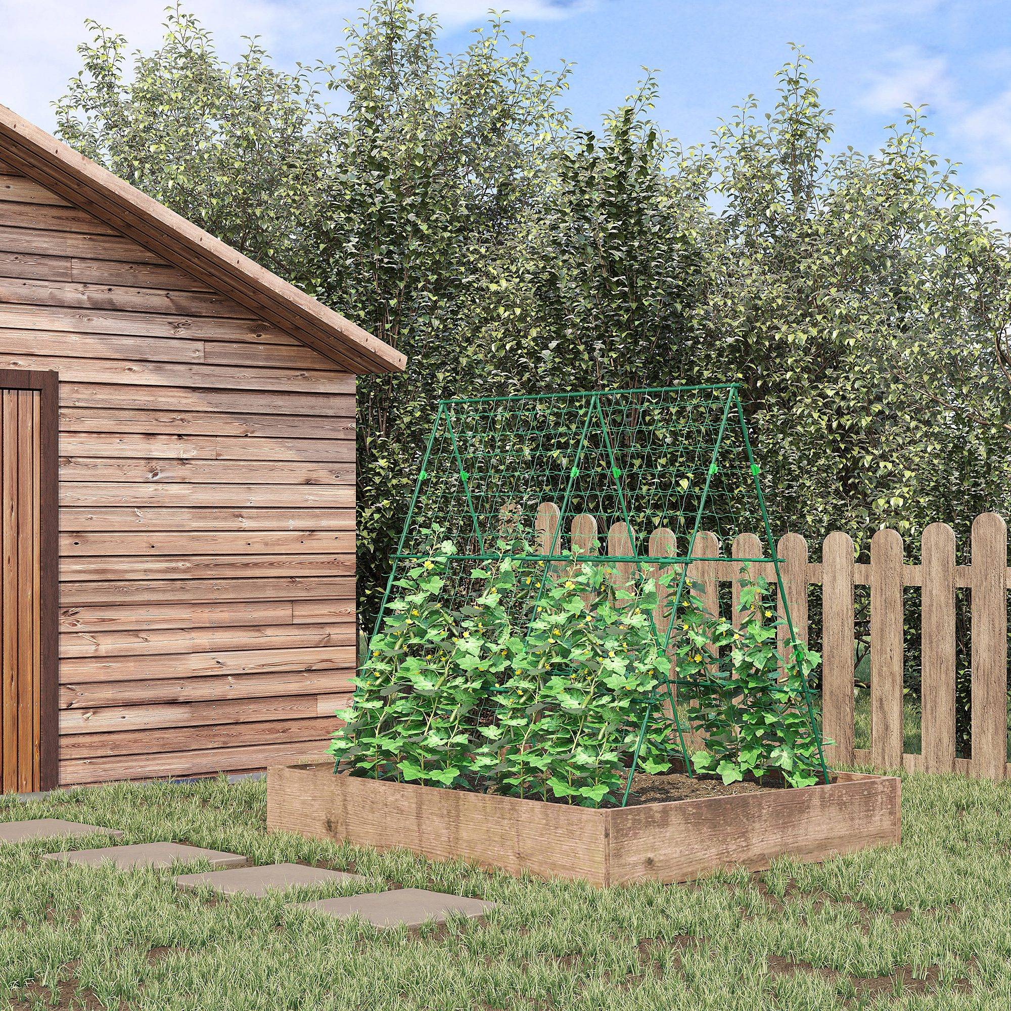 ComfortXL - Treillis de jardin acier et PE vert 180 x 100 x 180 cm réglable avec filet de protection pour plantes grimpantes - Image 1