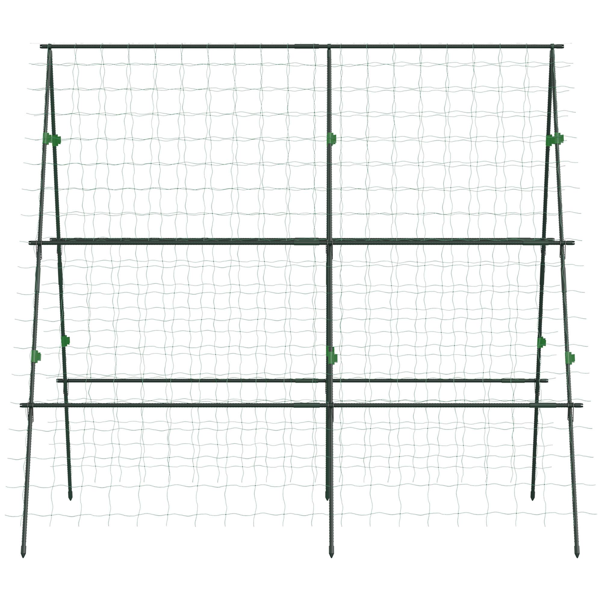 ComfortXL - Treillis de jardin acier et PE vert 180 x 100 x 180 cm réglable avec filet de protection pour plantes grimpantes - Image 8