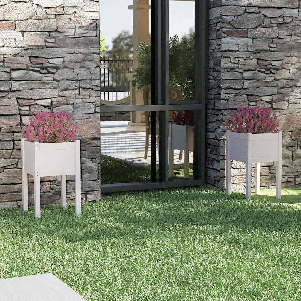 Vidaxl - Jardinières d'extérieur 2 pcs Blanc 40x40x70 cm Bois de pin vidaXL 810792 - Image 1