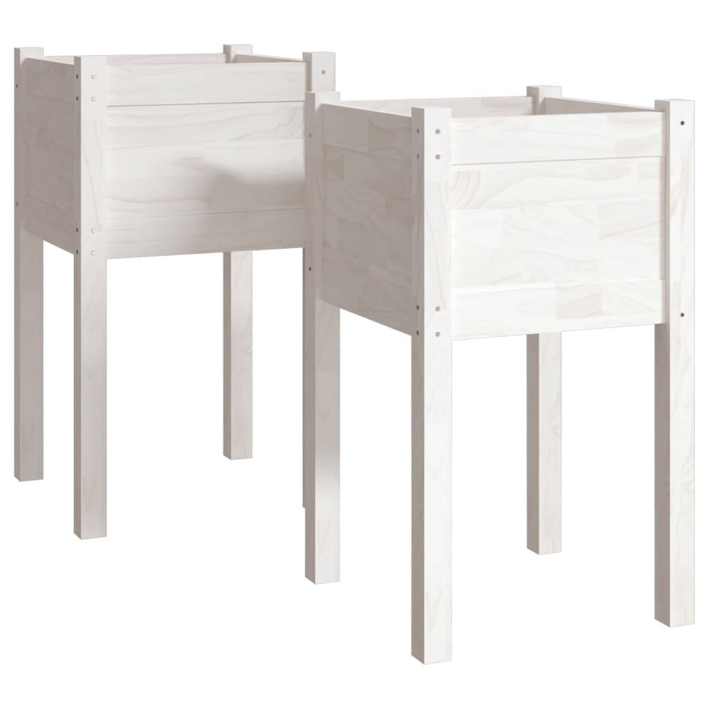 Vidaxl - Jardinières d'extérieur 2 pcs Blanc 40x40x70 cm Bois de pin vidaXL 810792 - Image 2