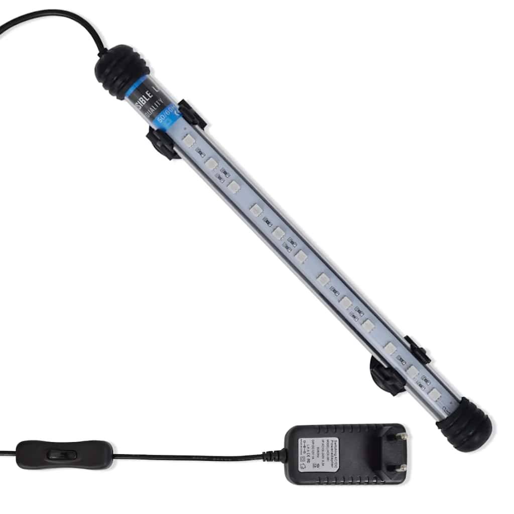 Lampe LED Aquarium Submersible Verre Ambiance Nocturne pour Poissons 28 cm Bleu - ComfortXL Outdoor Living - Image 1