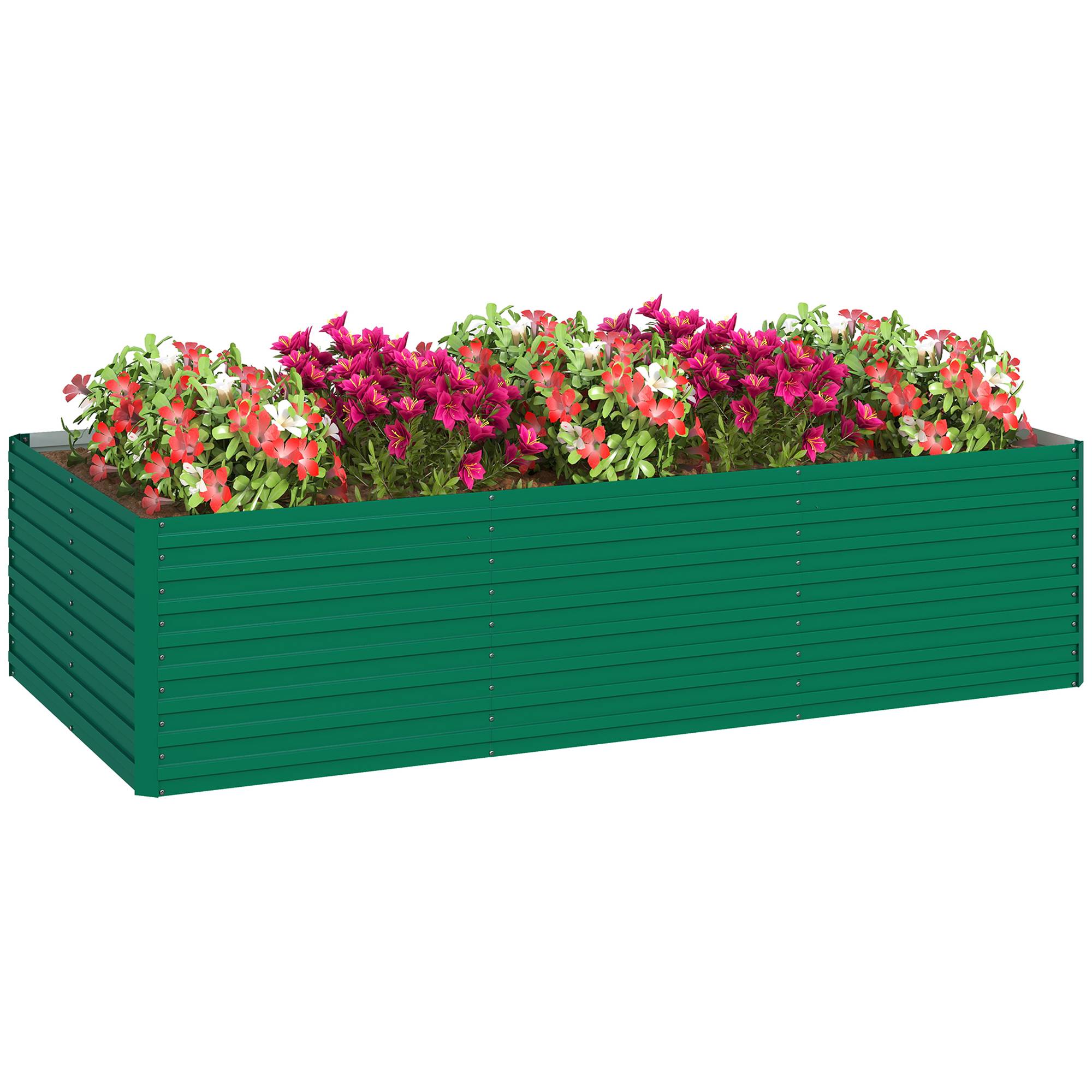 Sans Marque - Jardinière surélevée galvanisée rectangulaire extérieur fond ouvert 240x120x60 cm vert - Image 1