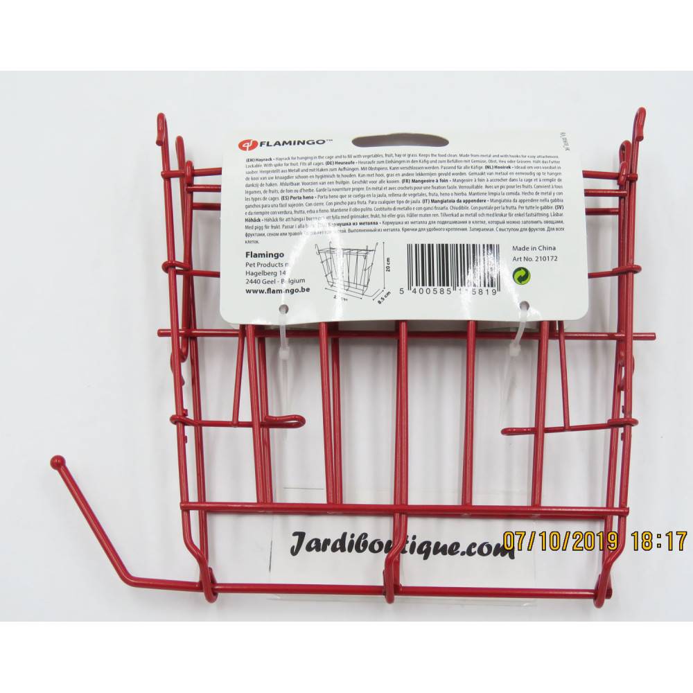 Râtelier à nourriture refermable + support à fruit rouge 17 x 8.5 x 20 cm pour rongeur - Image 2