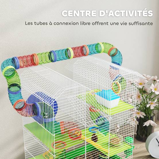 Grande cage hamster métal petits rongeurs avec tunnels 47x59cm Vert - ComfortXL Outdoor Living - Image 9