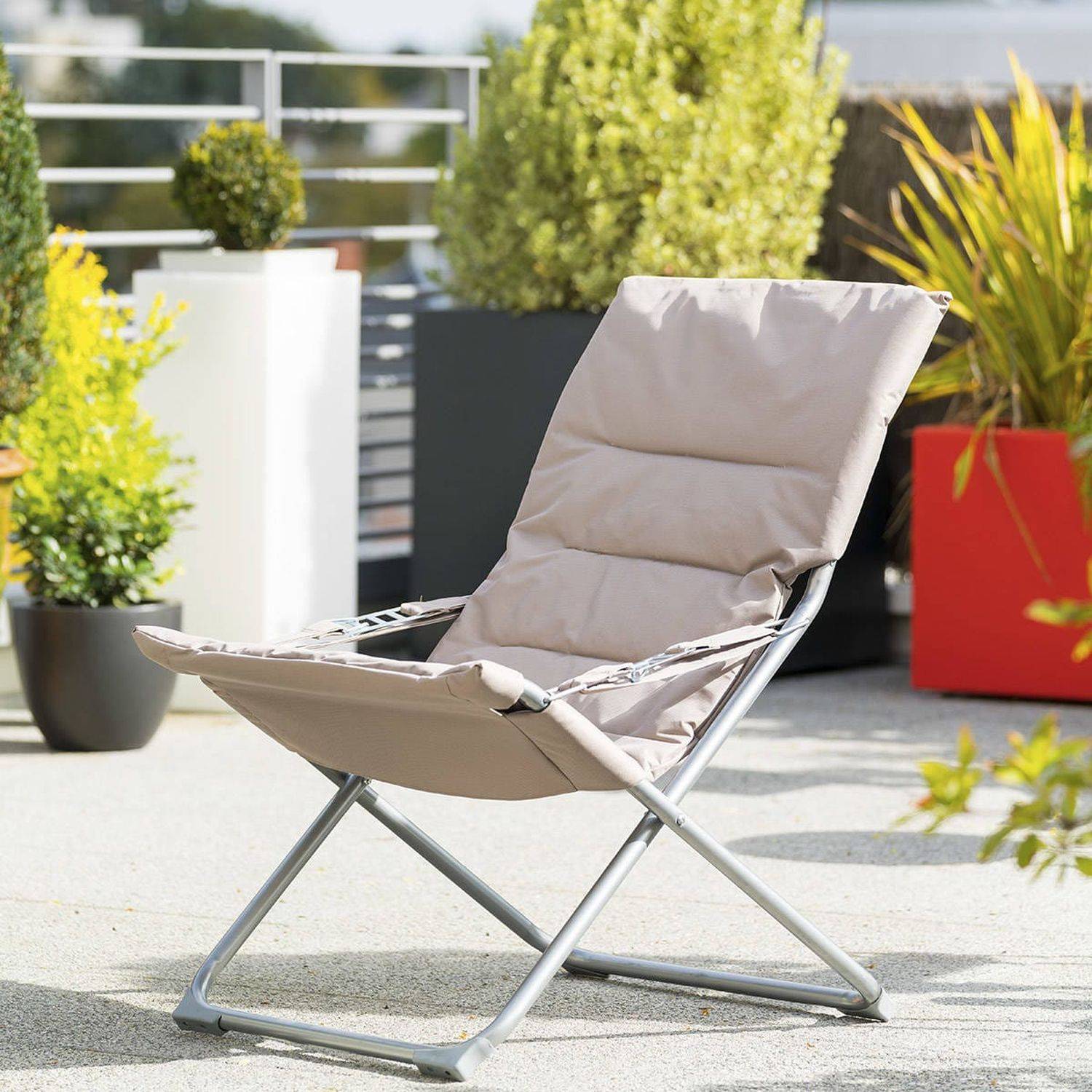 Hesperide - Fauteuil relax de jardin pliable Milos - 3 Positions - Taupe - Imagen 2
