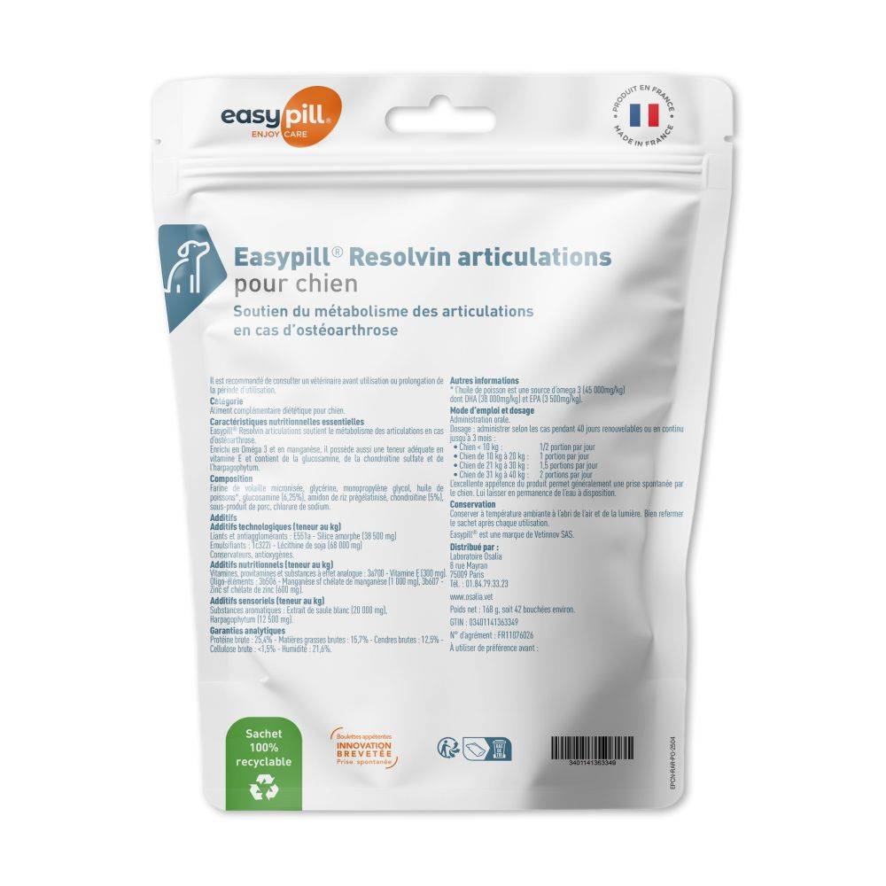 Easypill Resolvin Articulations pour chiens - 6 barres de 28g - Image 2