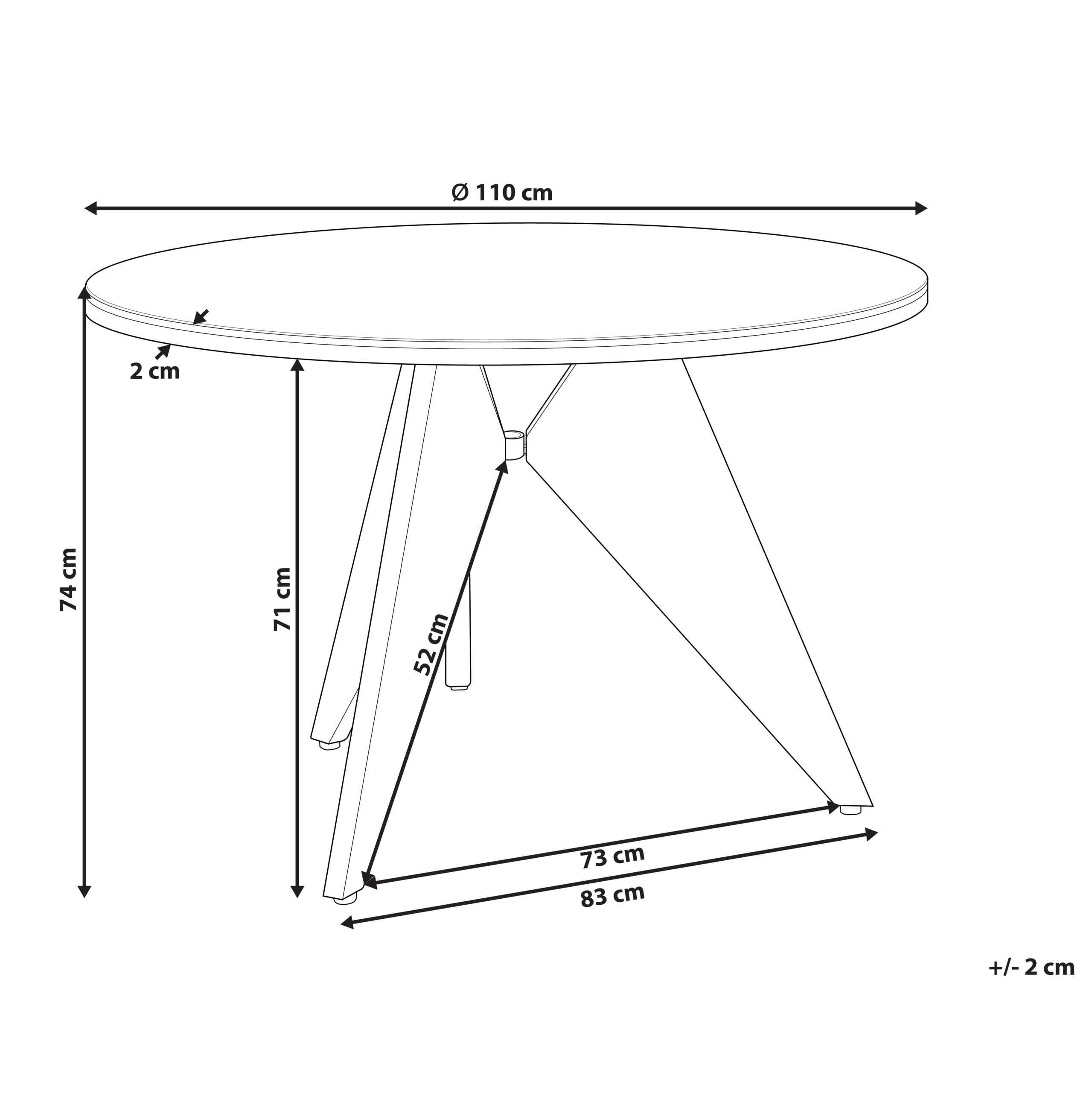 Beliani - Table ronde, 4 Personnes Aluminium Noir OLMETTO - Beliani - Imagen 3