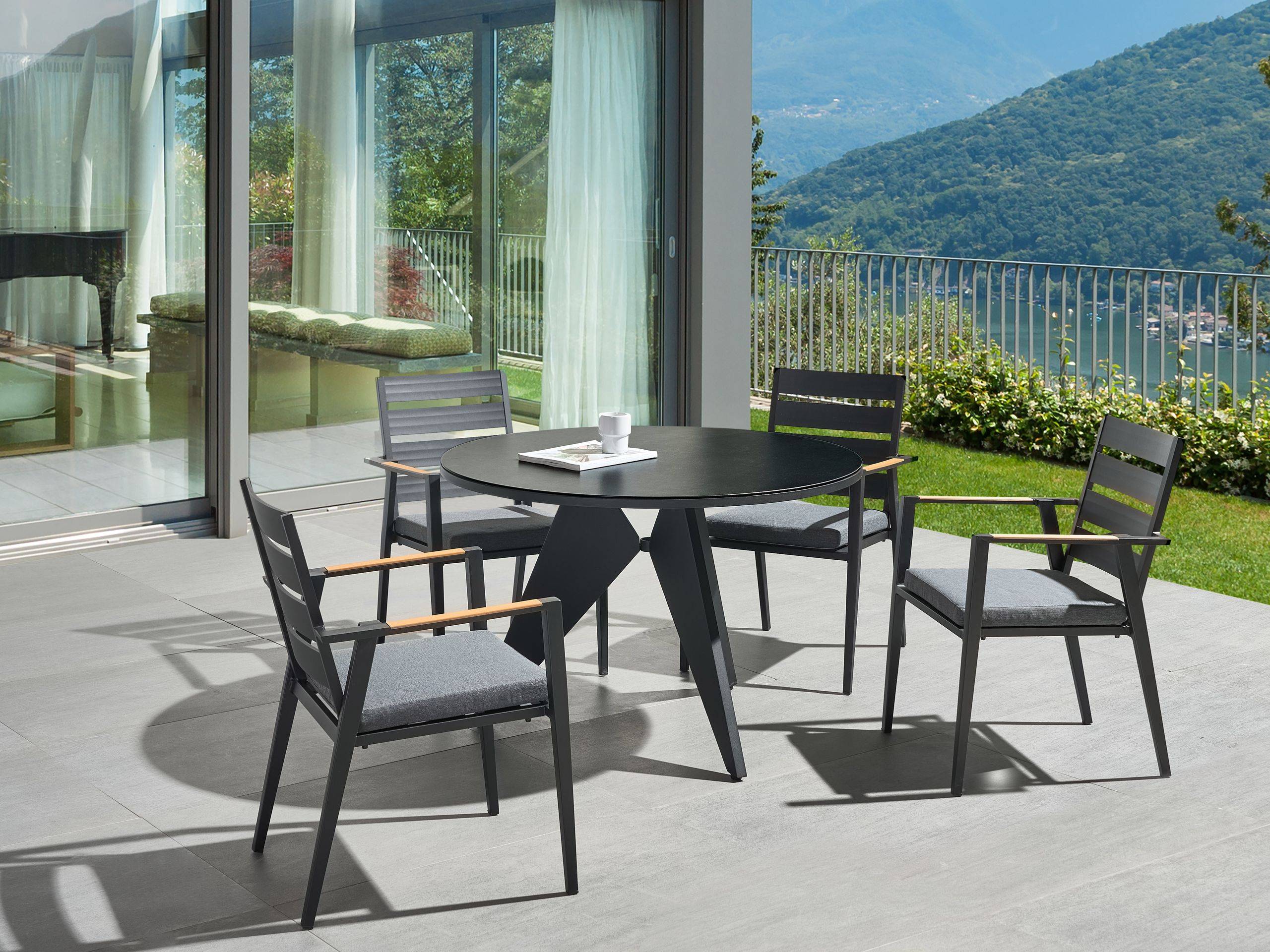 Beliani - Table ronde, 4 Personnes Aluminium Noir OLMETTO - Beliani - Imagen 1