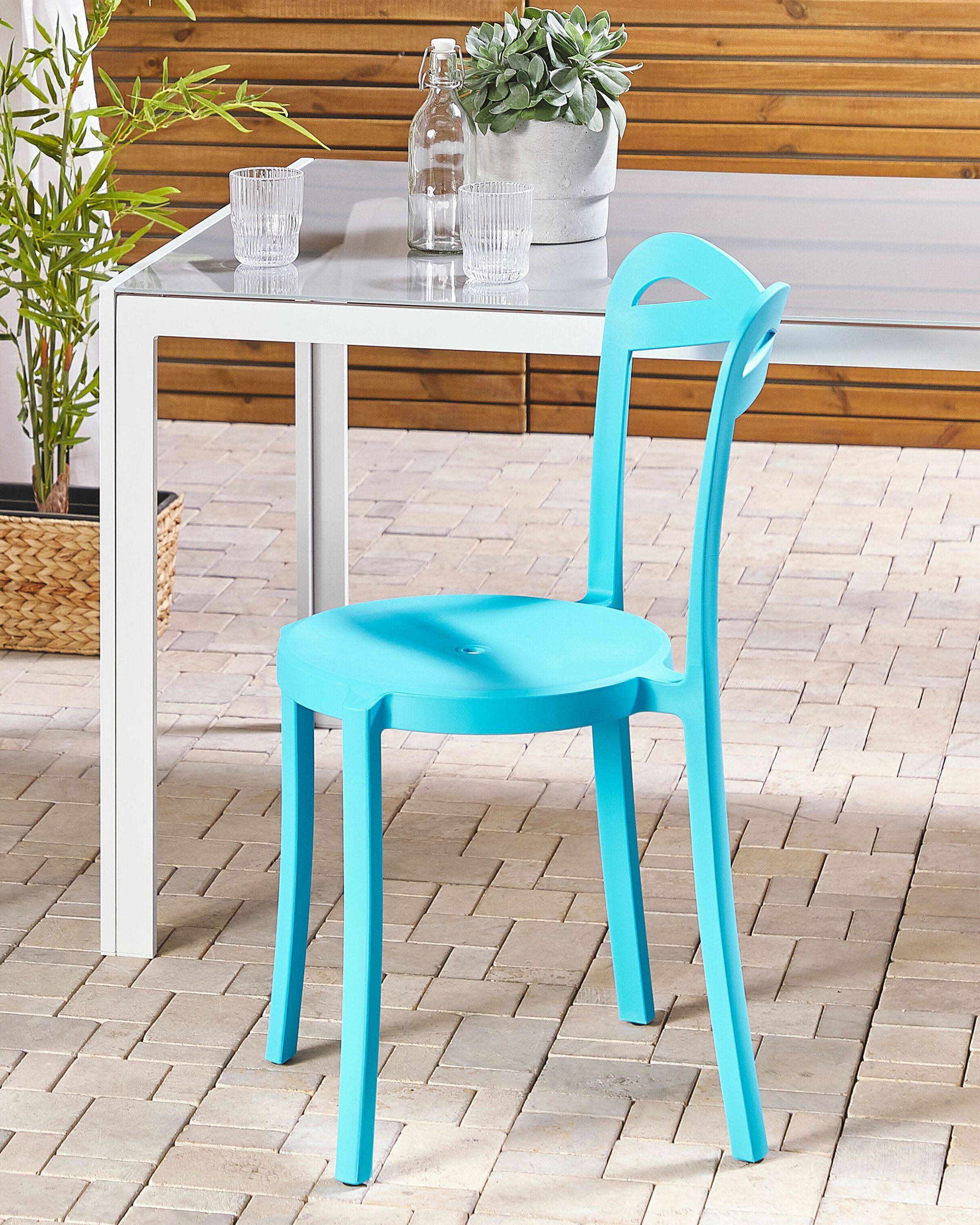 Beliani - Lot de 2 Chaises de Salle à Manger Design en Plastique Bleu Turquoise Empilables pour Intérieur et Extérieur au Style Moderne et Scandianave Beliani - Imagen 2