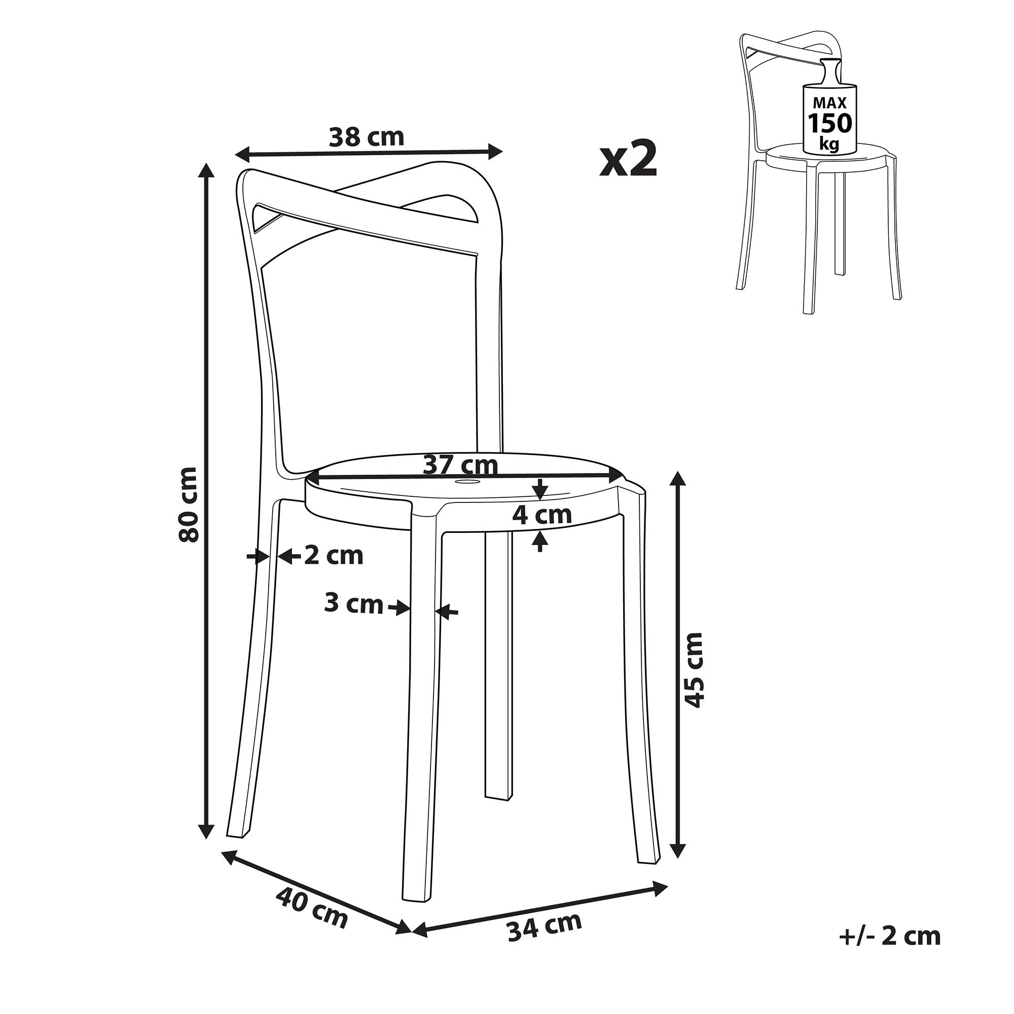 Beliani - Lot de 2 Chaises de Salle à Manger Design en Plastique Bleu Turquoise Empilables pour Intérieur et Extérieur au Style Moderne et Scandianave Beliani - Imagen 3