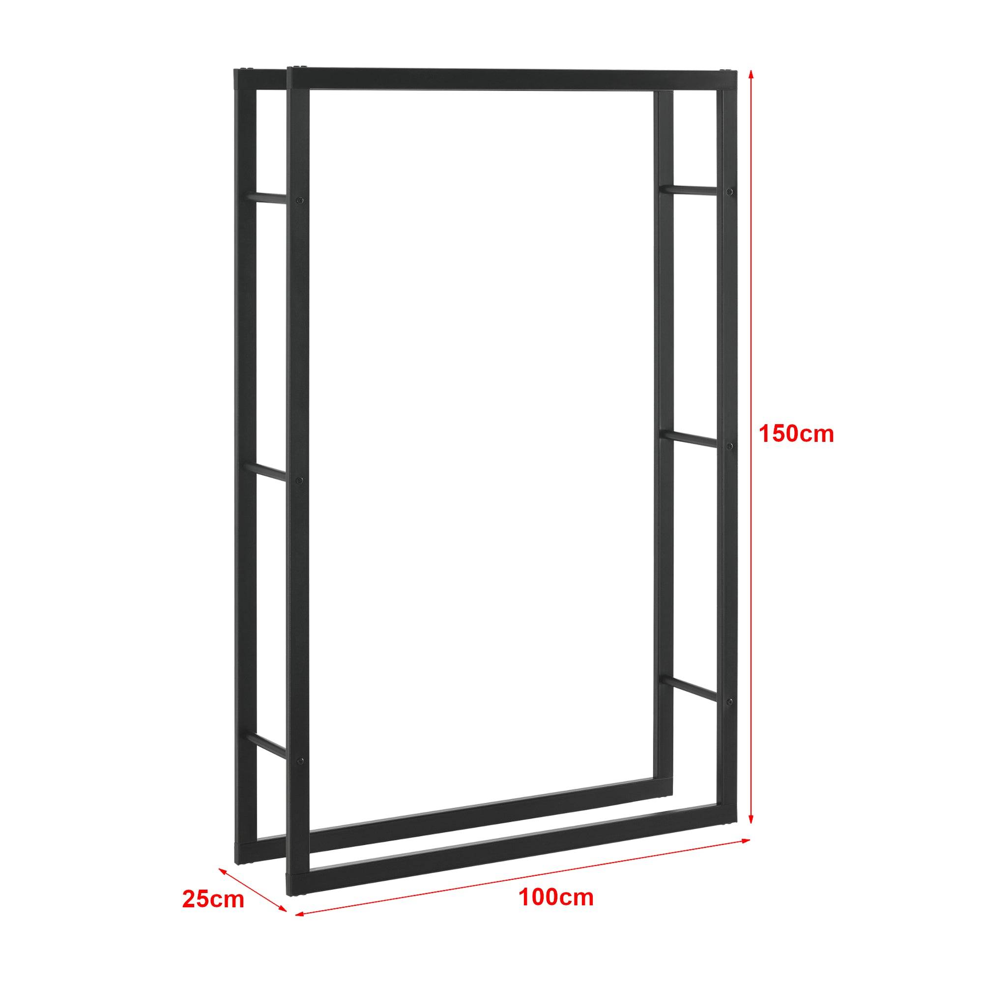 Helloshop26 - Range-bûches pour usage intérieur extérieur porte-bûches design support rangement bois de chauffage en acier 100 x 25 x 150 cm noir - Imagen 2