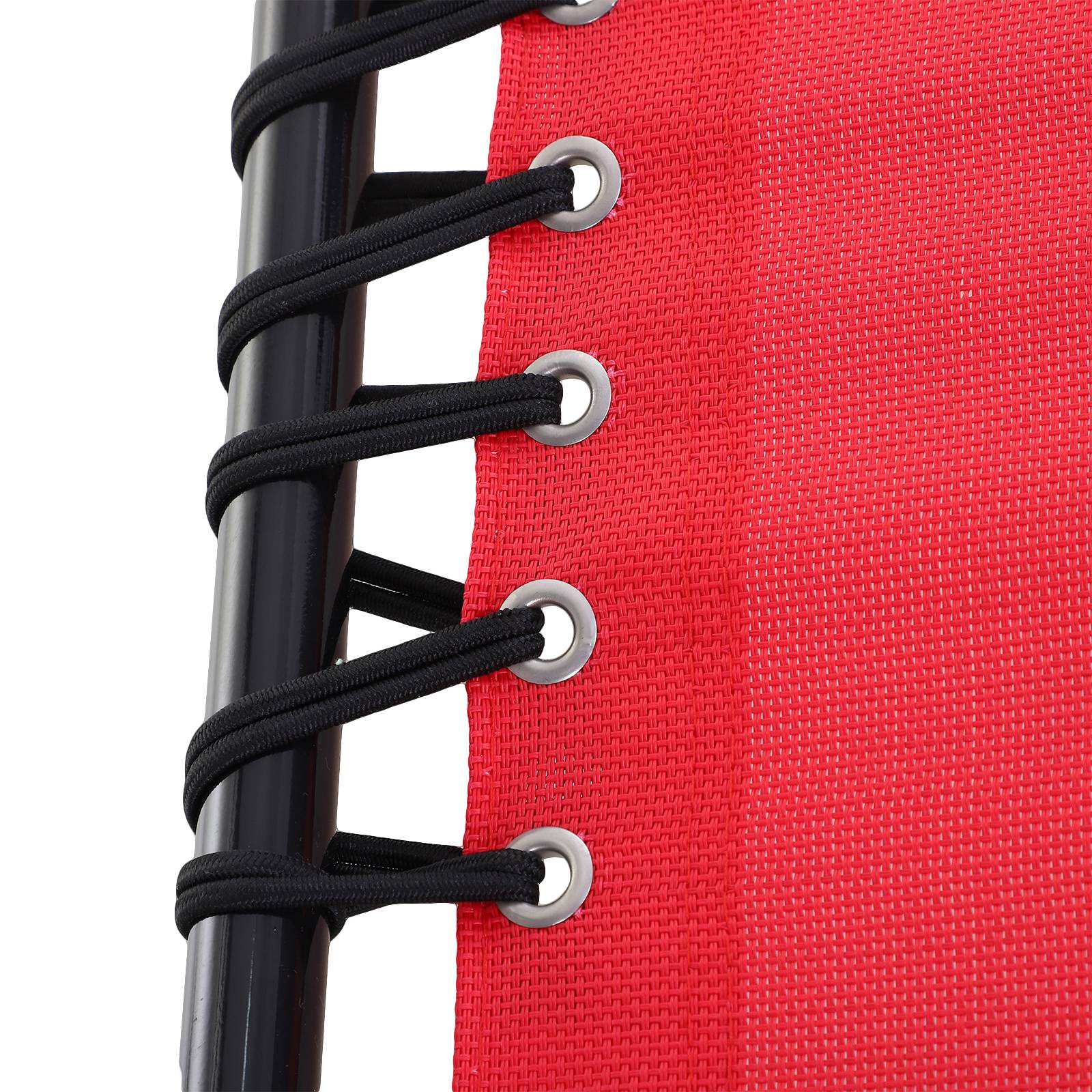 Outsunny - Bain de soleil transat pliable dossier inclinable multi-positions acier thermoplastique lacets élastiques noir textilène rouge - Outsunny - Imagen 7