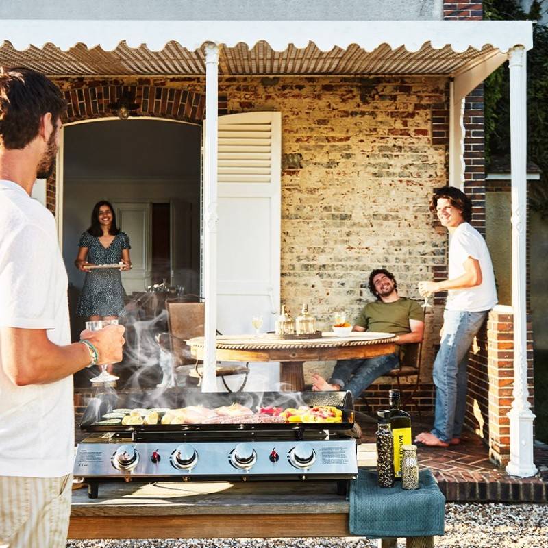 Brasero - Plancha au gaz COOKING BOX Bahia - 4 Brûleurs Inox - Plaque en acier émaillée 80 x 36 cm - Allumage Piezo - Gris - Imagen 7