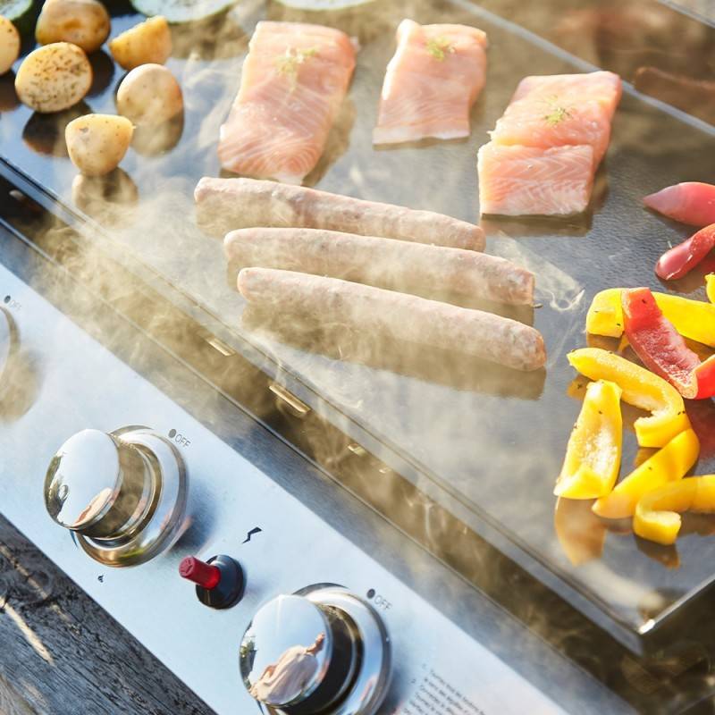 Brasero - Plancha au gaz COOKING BOX Bahia - 4 Brûleurs Inox - Plaque en acier émaillée 80 x 36 cm - Allumage Piezo - Gris - Imagen 10